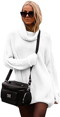 Mikos Damski sweter, oversize, z dzianiny, na zimę, długi golf, sweter z dzianiny, sweter z golfem, czarny, długi sweter, szary, długi, elegancki, na jesień, beżowy, brązowy (648)