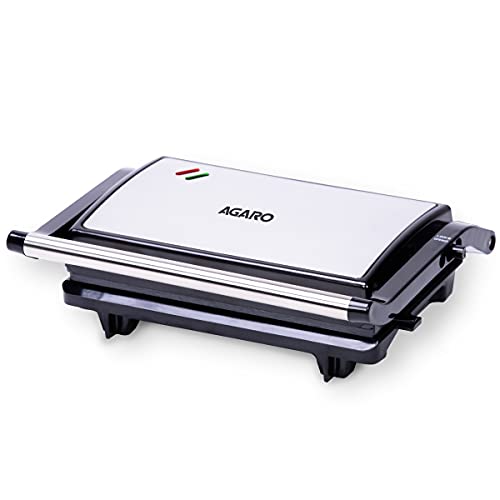 AGARO Deluxe 750 Watts Sandwich/Panini Maker With Non-Stick Grill Plates, 180° Flat Openable Plates