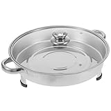 Angoily Buffet Wärmer Fischbuffet Tablett Edelstahl mit Glasdeckel 30cm Flache Warmhalteplatte für Catering Party