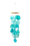 Solange & Frances Blue Wind Chimes for Outside – Waterdrop Sea Glass Capiz Shells Windchimes Garden Outdoor Decor, Unique Gifts for Mom or Sympathy Gift