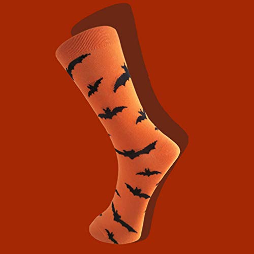 Meias de Abóbora Tendycoco, Meias de Algodão para Festa de Halloween, 2 Pares, Morcego, 21*5cm