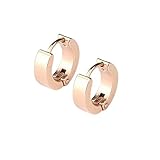 Adecco LLC Men Women 316L Stainless Steel Unique Small Hoop Earrings Huggie Ear Piercings Hypoallergenic (rose gold)