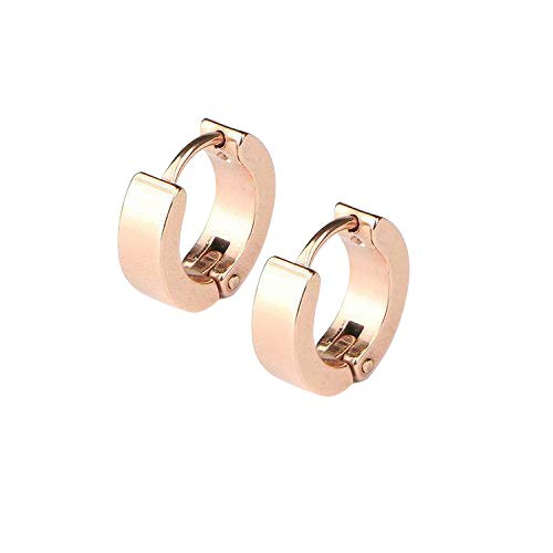 Adecco LLC Men Women 316L Stainless Steel Unique Small Hoop Earrings Huggie Ear Piercings Hypoallergenic (rose gold)