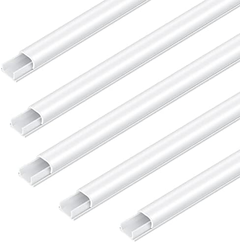 10Pcs Cable Trunking, Bolatus Mini Trunking Cord Hider to Hide Wires Self Adhesive Cable Tidy for Wall Mount TV Cables Cover Wire Trunk White 40cm x12mm x 8mm (L x W x H)