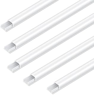 10Pcs Cable Trunking, Bolatus Mini Trunking Cord Hider to Hide Wires Self Adhesive Cable Tidy for Wall Mount TV Cables Cover Wire Trunk White 40cm x12mm x 8mm (L x W x H)