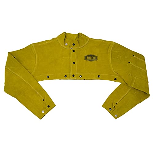 Image of IRONCAT 7000 Cowhide Leather Welding Cape Sleeve - Golden Yellow, XX-Large Size Cape Jacket with Heat Resistance. Welding Gears