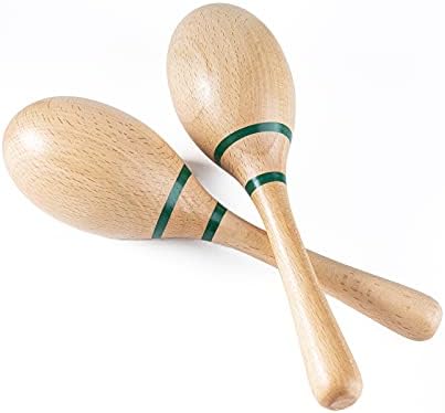 Percussion Maracas Shakers Rattles Sand Hammer Percussion Instrument with ABS Plastic Shells and Wooden Handles for Live Performances and Recording Sessions (Natural)