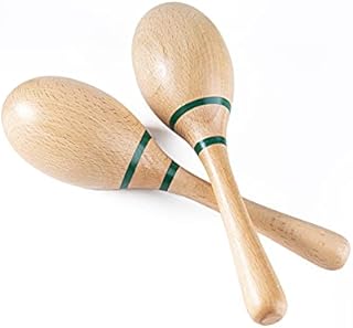 Percussion Maracas Shakers Rattles Sand Hammer Percussion Instrument with ABS Plastic Shells and Wooden Handles for Live Performances and Recording Sessions (Natural)