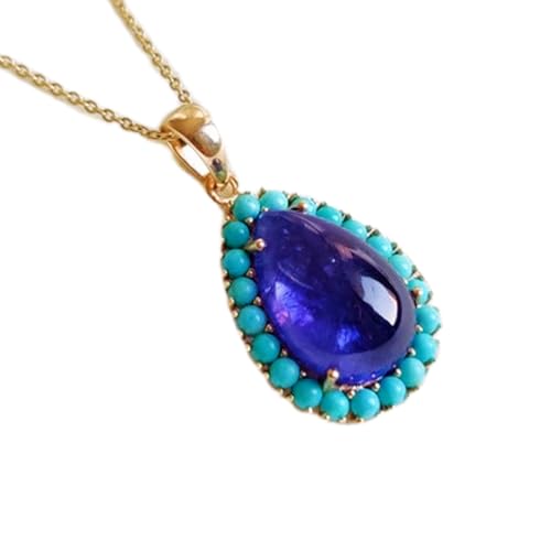 Pendentif tanzanite poire bleue contre le stress spirituel