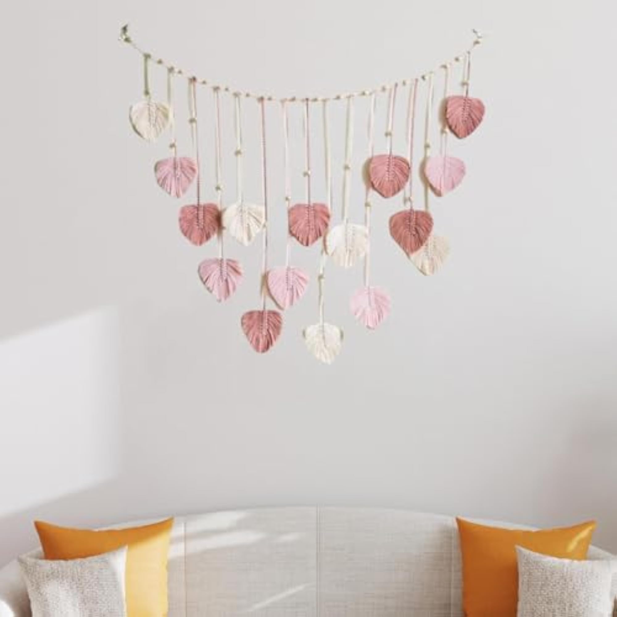 Macrame Wall Hanging Leaves Tapestry, Nursery Decor