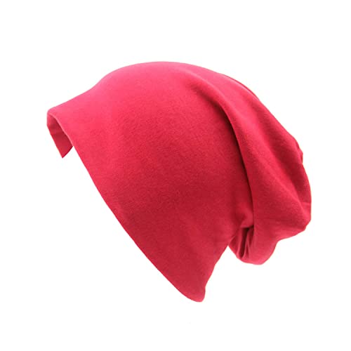 Doovid Slouchy Beanie For Women Men Casual Baggy Beanie Hats Hip-Hop Stretch Hats Cotton Knit Sleep Caps Red One Size #TOP28