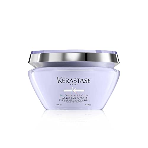Kérastase, Blond Absolu, Masque Reconstructeur Intense & Anti-Fourches, Réduit la Casse, pour Cheveux Blonds Sensibilisés, Méchés & Décolorés, à l'Acide Hyaluronique, Masque Cicaextrême, 200 ml Cover