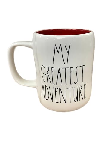 Rae Dunn by Magenta Coffee Mug, My Greatest Adventure, White Ceramic, Double Sided