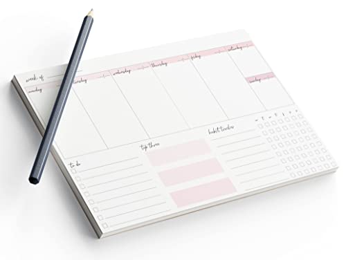 Image of A4 Weekly Planner 52 Week To View Diary Desk Pad Habit Tracker Todo To Do List - Pink