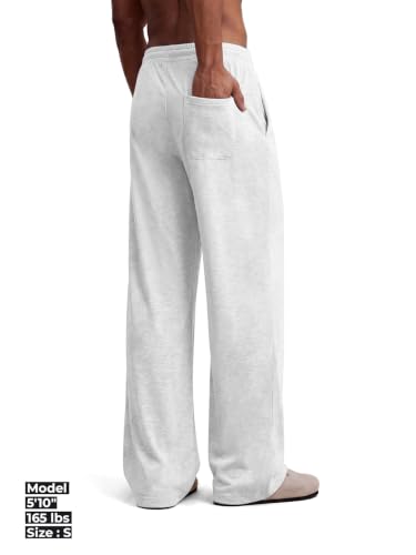 Image of Mens Baggy Sweatpants Wide Leg Loose Open Bottom Uncuffed Gym Casual Lightweight Y2K Pants Relaxed Pocket No Wrinkle | Black Grey Open Bottom Casual Relaxed Drawstring Lightweight Lounge No Wrinkle