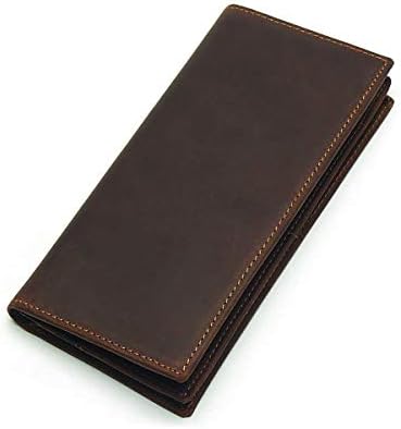 Men's Vintage Genuine Leather Long Bifold Wallet With Zipper