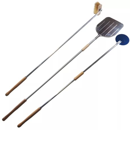 KIT PALE/set pala PER PIZZA FORNO A LEGNA 3 PEZZI -manico scorrevole PIZZE FORNI