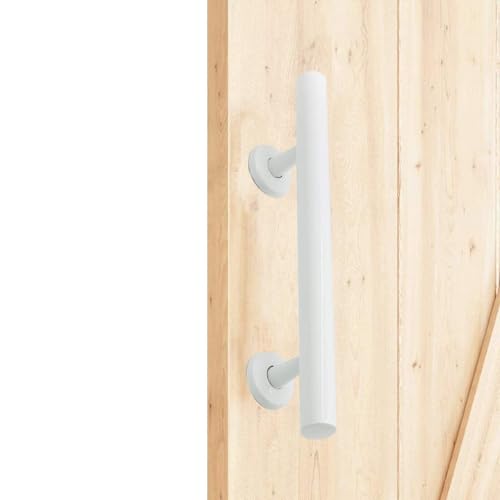 Poignée de porte ronde bois inox bouton tirage coulissante magasin 300 mm