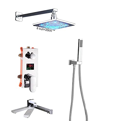 Mitigeur de douche chromé encastré à LED pour une salle de bain de luxe - 3