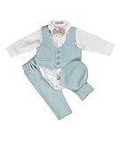 Baby Taufanzug Blau Cocolina4kids Baby Jungen Anzug Taufanzug Hell Blau Festanzug Taufset Taufoutfit Anzug Langarm Taufe (Türkis Blau, 68)