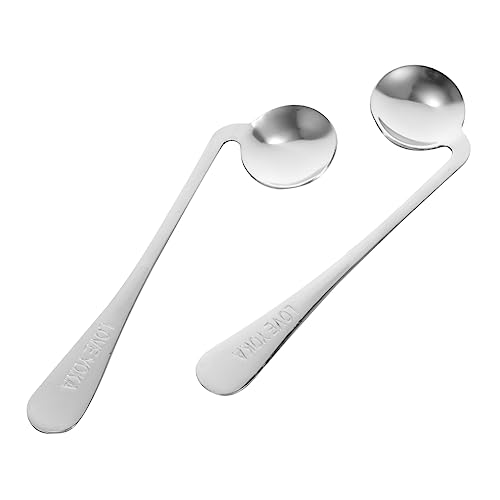 COLLBATH Feeding Spoon 2pcs Curved Spoons for Boys and Girls and Elders Food Curved Spoon for Children or Parents