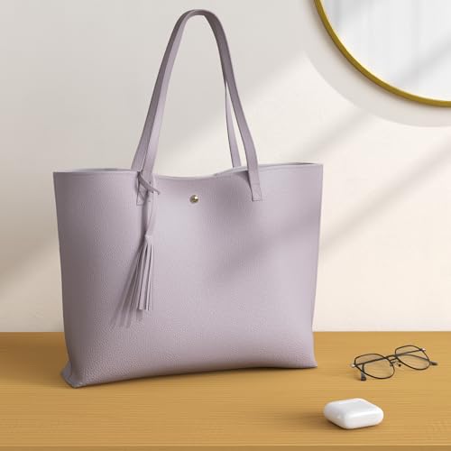 Image of Dreubea Women's Soft Faux Leather Tote Shoulder Bag from, Big Capacity Tassel Handbag