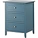MAKLAINE Transitional Engineered Wood 3 Drawer Nightstand in Teal