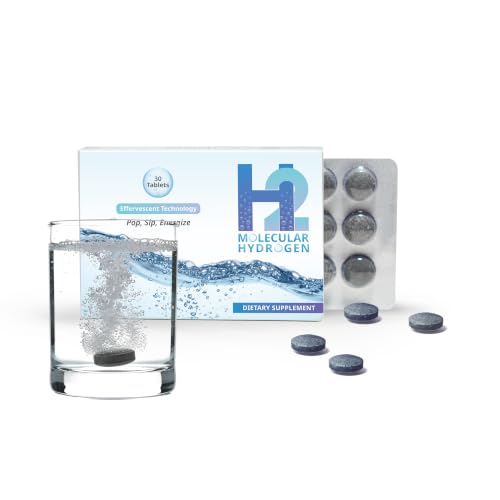 H2 Molecular Hydrogen Water Tablets with Magnesium 12 PPM Effervescent Hydrogen Tablets for Drinking Water Supports Hydration Energy & Metabolism Unflavored 30 Tablets