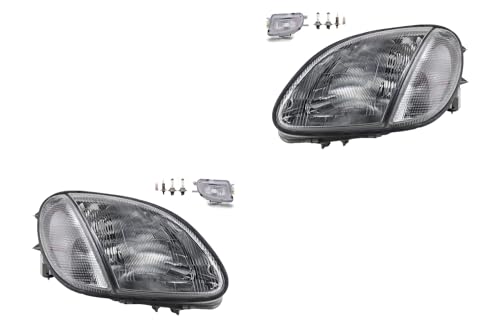 Johns, Scheinwerfer Satz Halogen Front passend für Mercedes R170 SLK 09/1996-04 H7 H7 Links & Rechts + Nebelscheinwerfer + Leuchtmittel