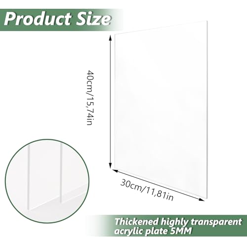 DAJAVE 2 Stück 400x300MMx5MM Acrylglas Platte, Plexiglas Platten, Plexiglasscheibe, Acrylplatte Transparent Plexiglas Nach Mass für Display, Bilderrahmen, Malerei (2, 400x300MMx5mm)
