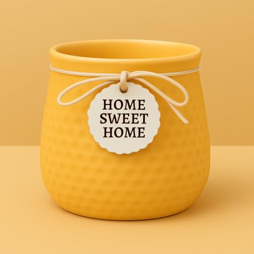 Image of Yo Green Ceramic Plant Pot for Indoor & Outdoor, Modern Planter for Home & Office Decor, Durable, Stylish Finish, Ideal for Tabletop, Shelf, Balcony, Great Gift Idea (Yellow, 4 Inches)
