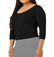 THE BLAZZE Women's Cotton Trendy Stretchable Scoop Neck 3/4 Sleeve with Back Scoop Plus Size Readymade Saree Black Blouses for Womens L391 1304 (2XL, BLK)