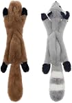 Jouets pour chiens squeaky pour petits, moyens et grands animaux, Jouets interactifs pour chiens en peluche mignons, écureuil et raton laveur, paquet de 2