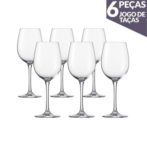 Jogo de 6 taças de vinho de cristal transparente, 410ml