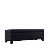 Handy Living OTT410-AAA19 Wall-Hugger Hinged Bench Microfiber Storage Ottoman, Black