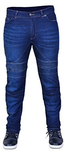 RAC3 Original Mens Motorbike Protective Armoured Lining Blue Denim Jeans Trousers (W34''xL32'')