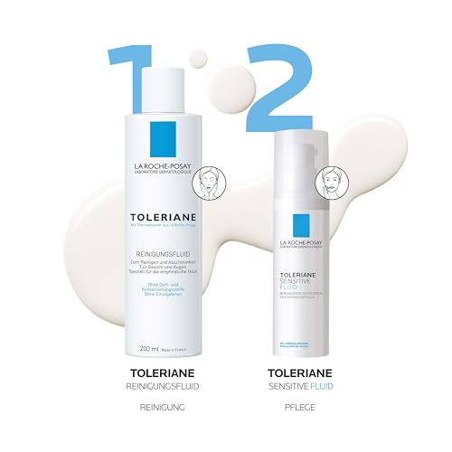 La Roche Posay Gesichtsfluid für fettige und Mischhaut, Intensiv beruhigend, Für 48 Stunden Feuchtigkeit, Mit Glycerin, Niacinamid und Thermalwasser, Toleriane Sensitive Fluid, 40 ml