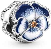 Pandora Blue Pansy Flower Charm