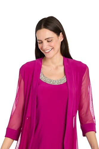 Image of R&M Richards Women's Petite Glitter Trim Jacket Dress