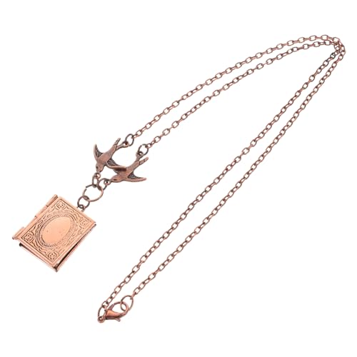 VERDANVERSE Collar De Colgante Vintage Colibrí y Caja De Fotos Joyería Femenina Significado Simbólico De Buena Suerte y Felicidad Para Uso Diario y Ocasiones Especiales