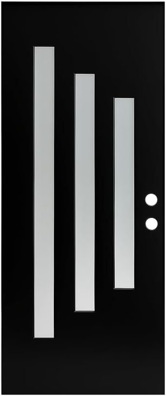 Front Door Slab 36 x 80 in, Black FRP, LH Inswing, Frosted Low-E Glass ...