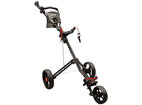 Massimo Push Golf Bag Carrier Cart Folding A021 3-Wheel Lightweight Easy Carry Push Pull (Black, 8.5 Wheel) - Thumbnail 6