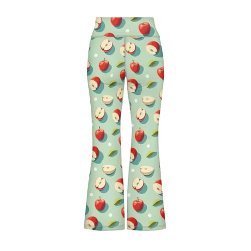 Apple Flared Yoga Pants Casual Bootcut High Waist Leggings Lightweight Long Sweatpants for Girls 5-14Y3