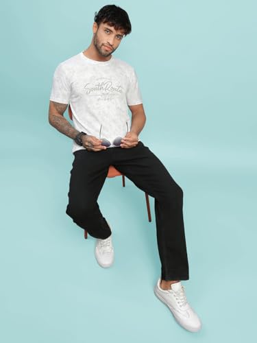 Image of Lux Nitro Men's Cloud Burst Printed Half Sleeve T-Shirt | Cotton Blend Round Neck Tee | Regular Fit Casual Wear