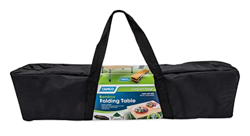 Camco Folding Bamboo Table With Aluminum Legs | Natural Bamboo Top | Lightweight For Added Portability (51895) #TOP4