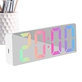 Sveglia digitale, orologio digitale da scrivania | Sveglie da scrivania luminose con ampio display a specchio,Funzionalità di funzionamento silenzioso, data e temperatura per desktop, comodini, soggio