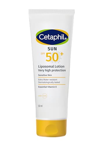 Cetaphil Sun Liposomal Lotion SPF 50+ | Face & Body Moisturizer Sunscreen | Sensitive Skin | Very High Protection & Extra Water Resistant | Vit E & Aloe Vera | Dermatologist Tested | Unscented | 50ml