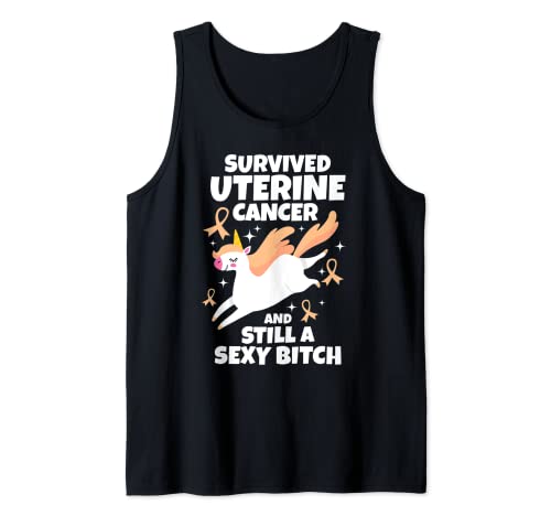 Uterine Cancer Survivor Sexy Cagna Citazione Divertente Unicorno Regalo Canotta