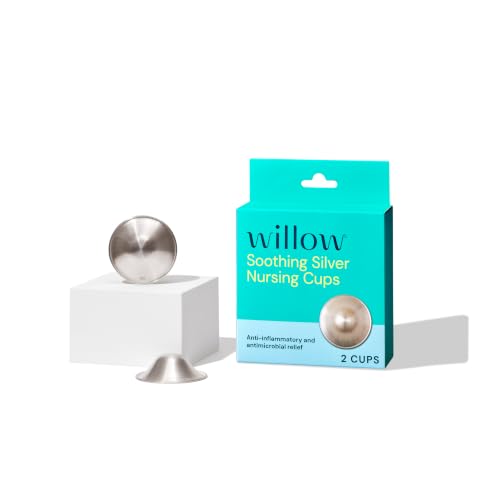 Willow - Silver Nursing Cups, 2 Pack, Breastfeeding Nipple Covers for Protection & BPA Free