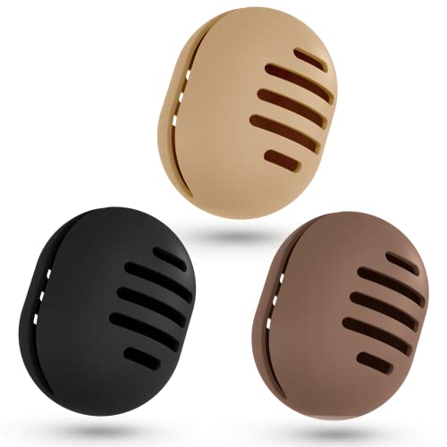 Fauxomor Makeup Sponge Holder,3PCS Double-sided Breathable Silicone Beauty Blender Case for Travel,Shatterproof Beauty Blender Holder for All Sponges Sanitary Reuse Easy to Carry,Black+Coffee+Khaki